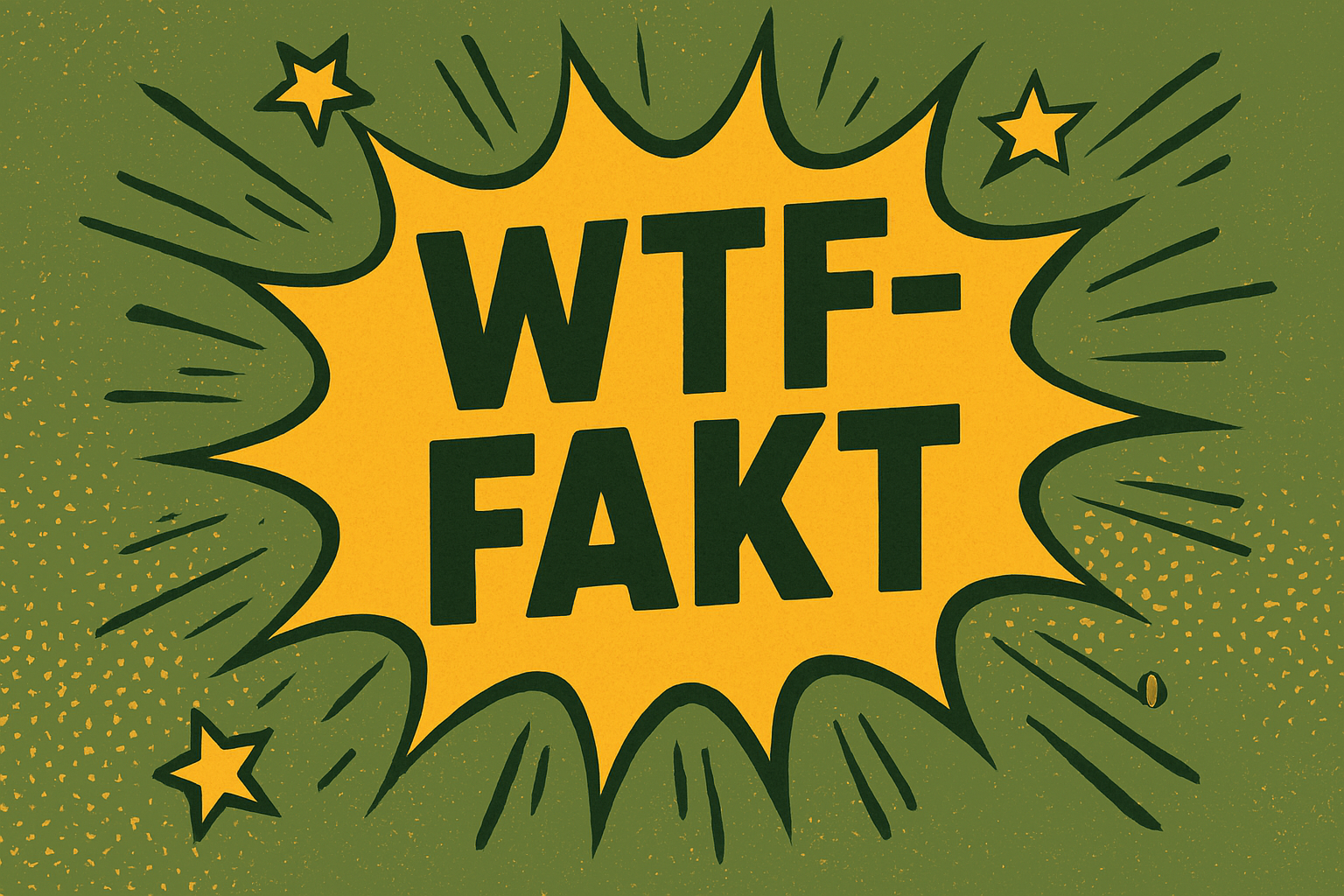 Comicartige Grafik mit „WTF-Fakt“ im gelb-grünen Stil – auffälliges Element zur Darstellung überraschender Pinterest-Fakten.