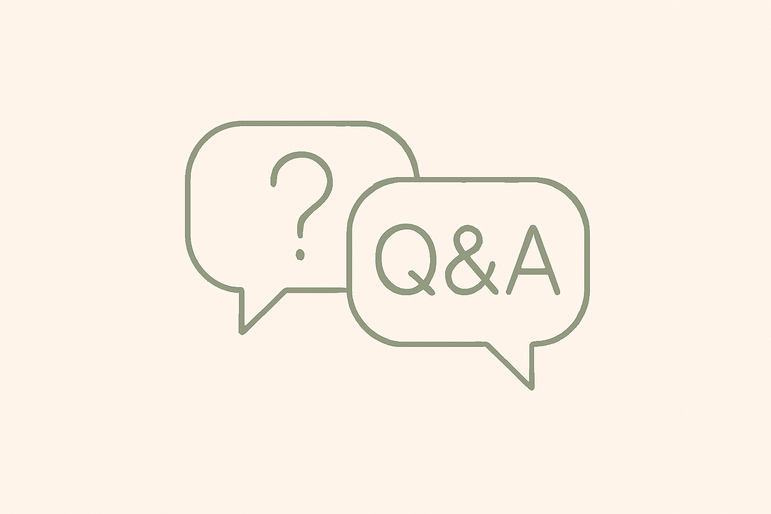 Zwei Sprechblasen mit Fragezeichen und Q&A – Symbol für häufige Fragen zu Pinterest und seinen Vorteilen.